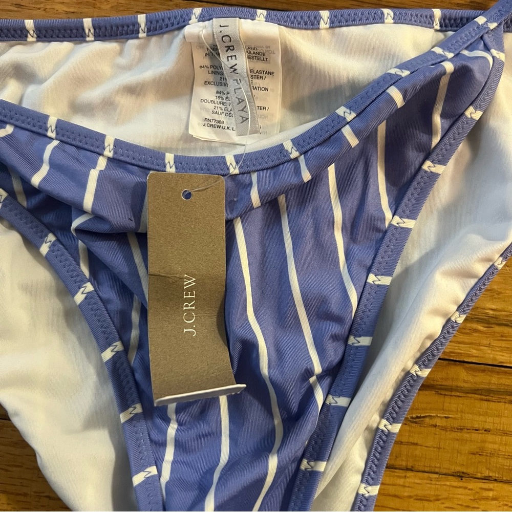 J.Crew Bikini Set -  Light Blue and White Striped String - Top M Bottom L - Picture 4 of 13
